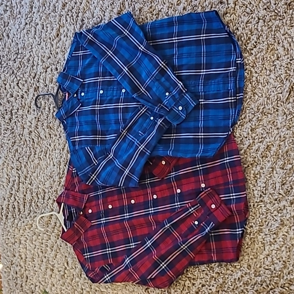 Boys XXL 18 Wrangler Button Up Long Sleeve Shirts